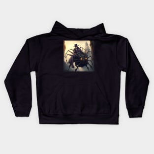 Dark spider rider riding mechanical robot mashine steampunk animal Kids Hoodie